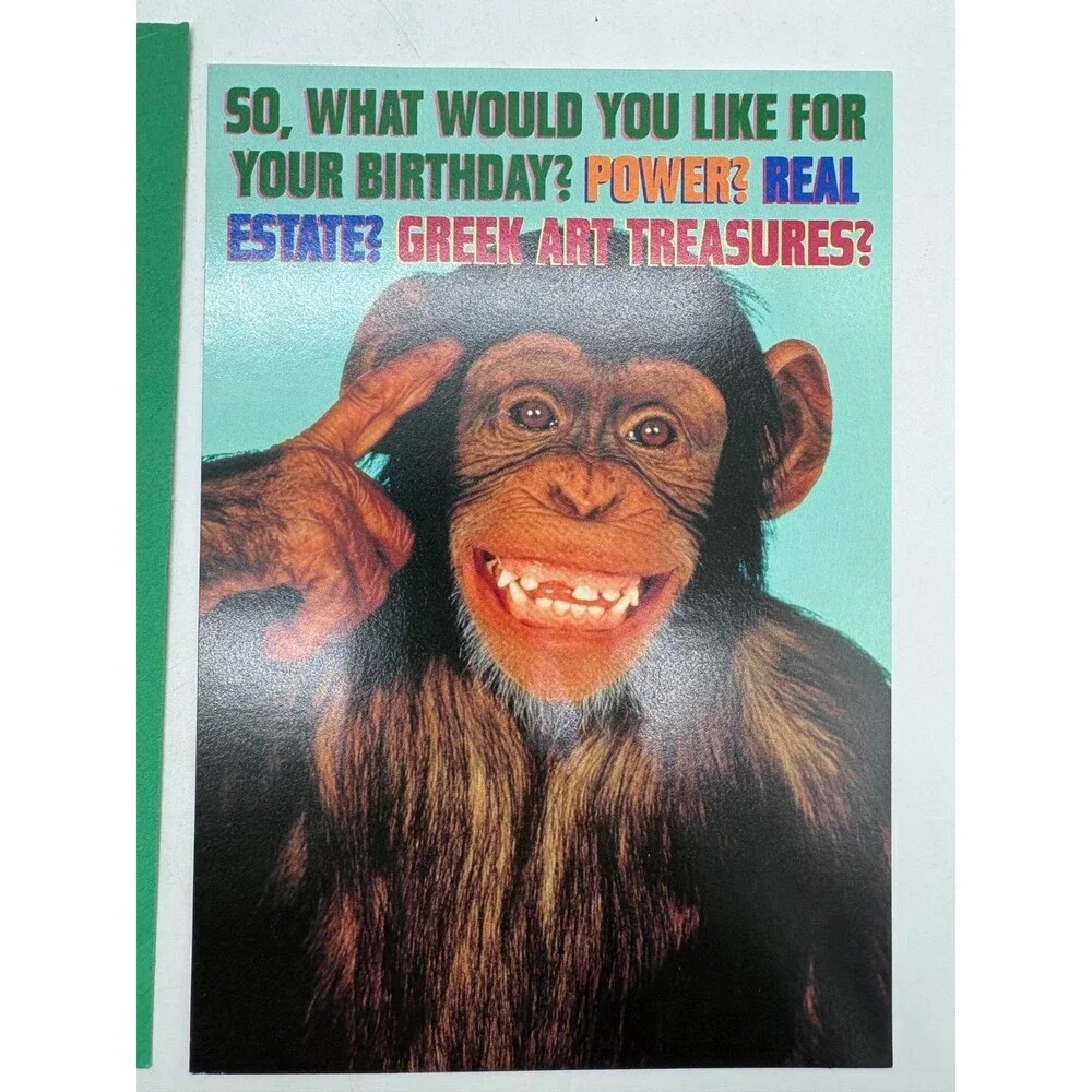 Funny Chimp Birthday Card Expressions from Hallmark Comedy Club Green Envelope